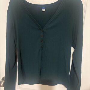 Old Navy Teal Button-Front Long Sleeve Top